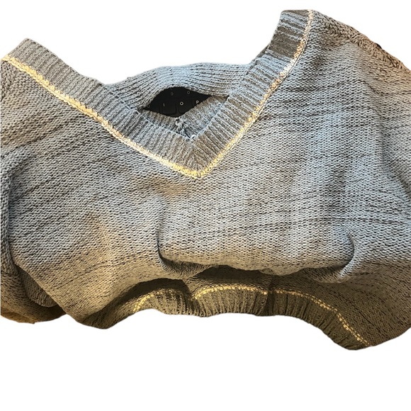 MM by MY MICHELLE Size L Knit Dolman Sleeve Pullover Sweater Lt. Blue White - Picture 6 of 8